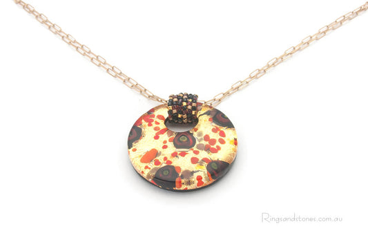Red and Gold Murano glass pendant necklace