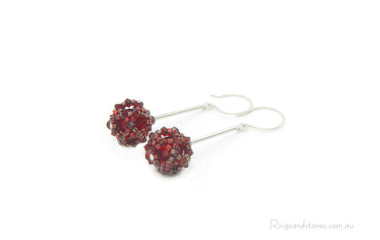 Red Murano glass beaded earrings