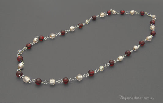 Sterling silver red beaded necklace