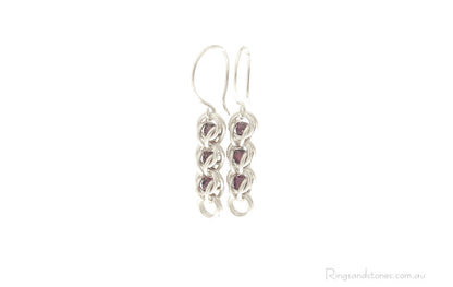 Sterling silver garnet gemstone drop earrings