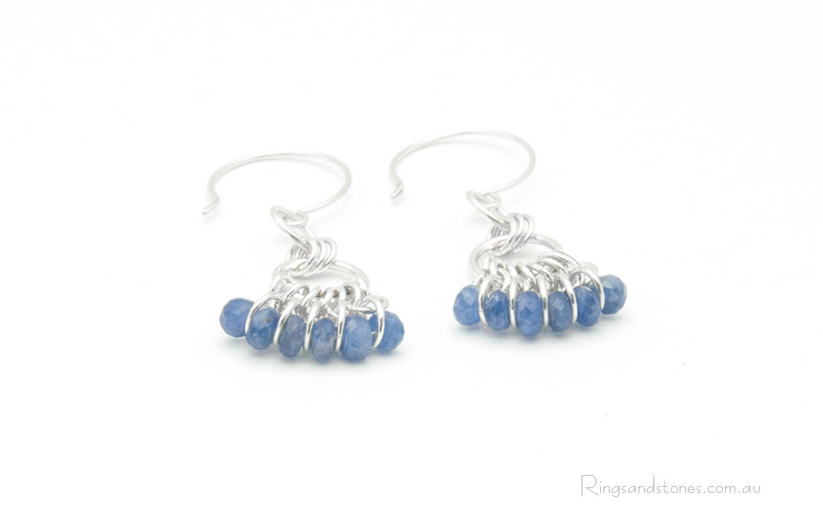 Blue sapphire sterling silver drop earrings