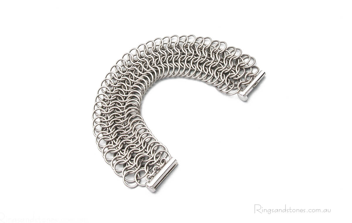 Stainless steel cuff chainmaille bracelet