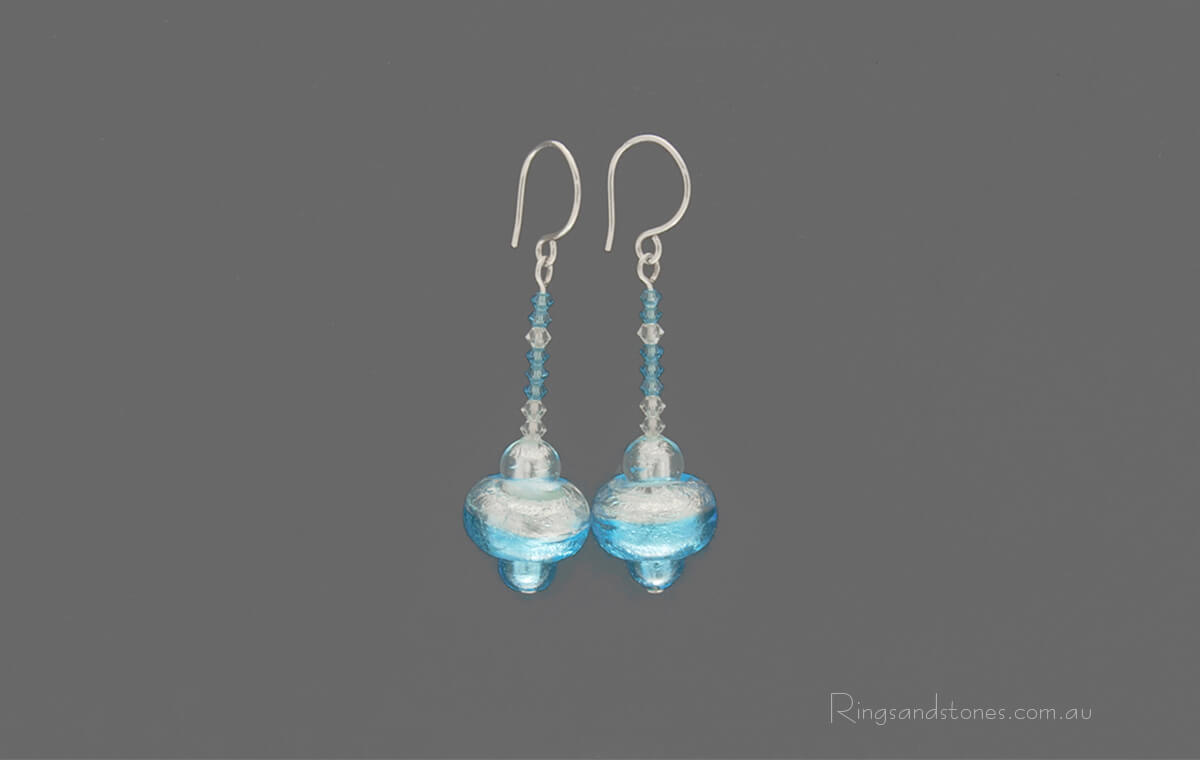 Sterling silver aquamarine earrings with Swarovski crystal