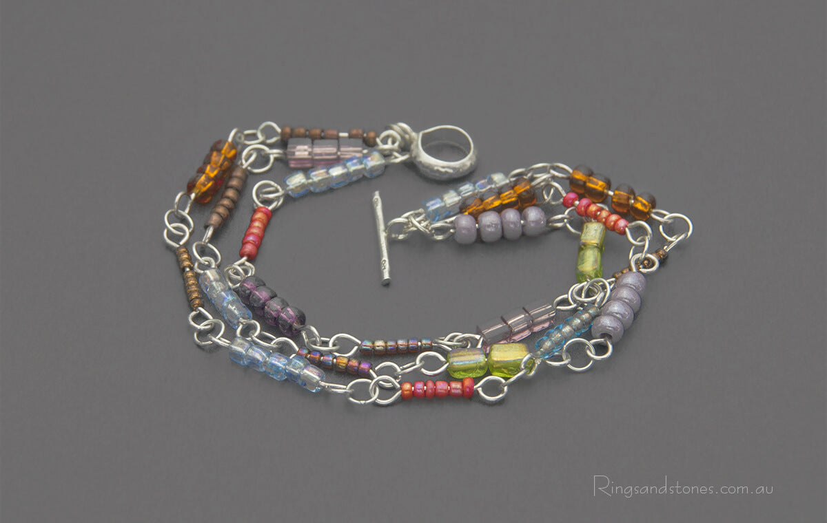Recycled sterling silver beaded bracelet