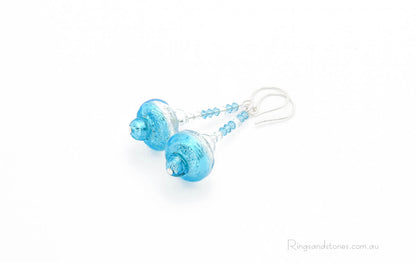 Murano glass long earrings with Swaovski crystals