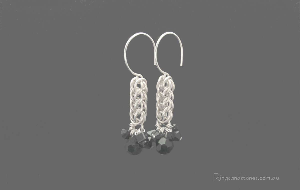 Sterling silver long black earrings