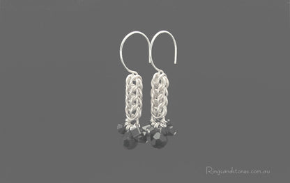 Sterling silver long black earrings