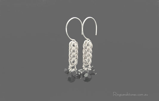 Sterling silver long black earrings