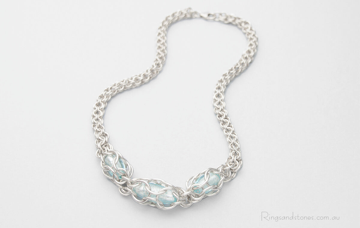 Venetian glass sterling silver short necklace