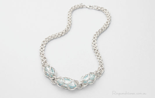 Venetian glass sterling silver short necklace
