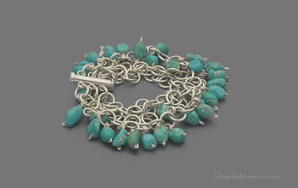 Genuine turquoise sterling silver bracelet