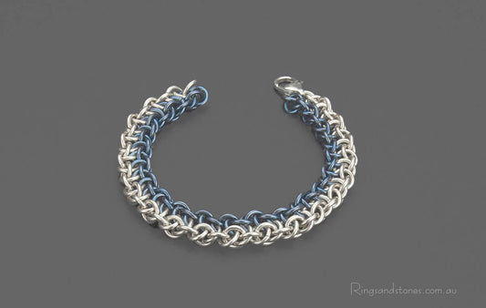 Sterling silver and blue niobium bracelet