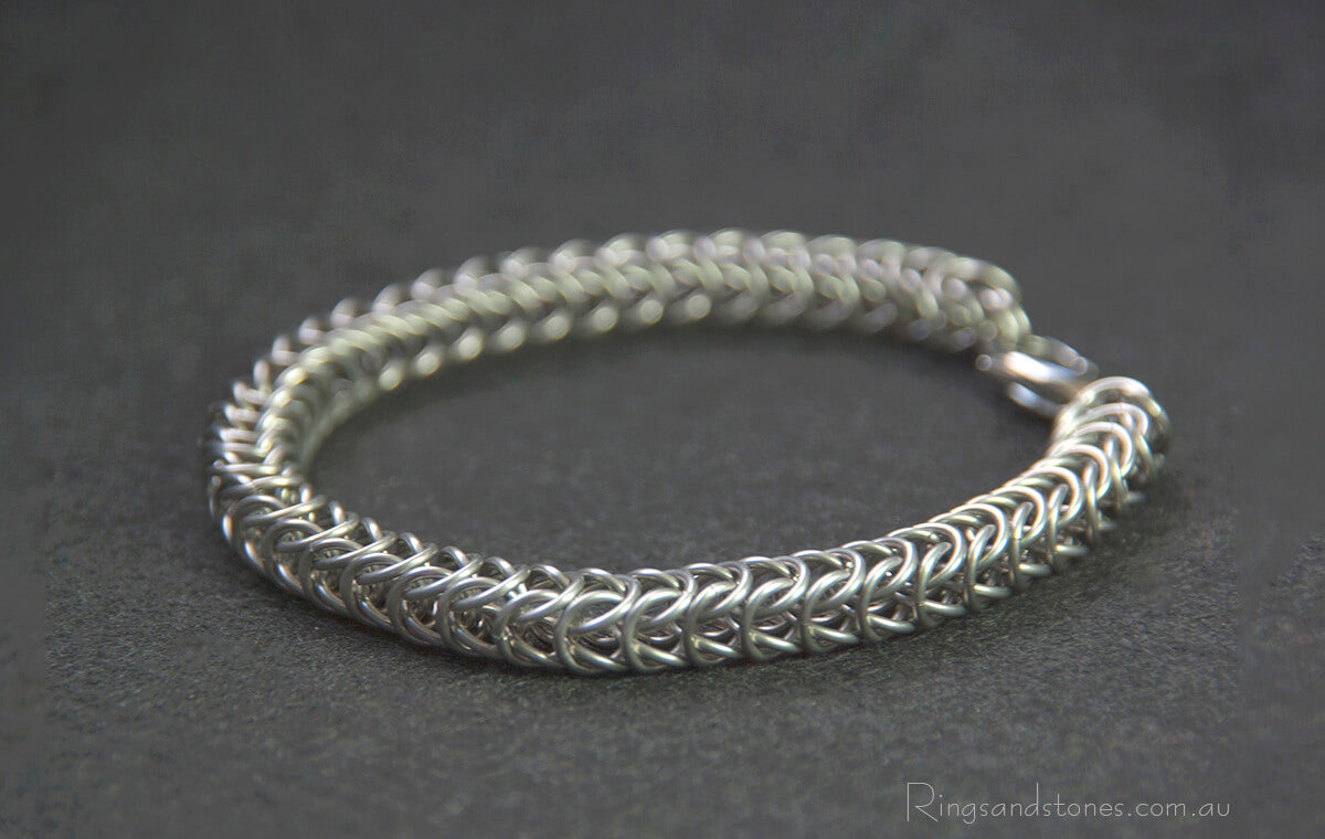 Stainless steel mans bracelet handcrafted chain bracelet